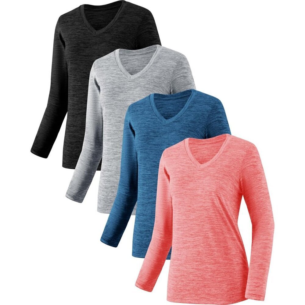 4-7 Pack Long Sleeve Shirts for Women,Moisture Wicking Shirts Long Sleeve Workou